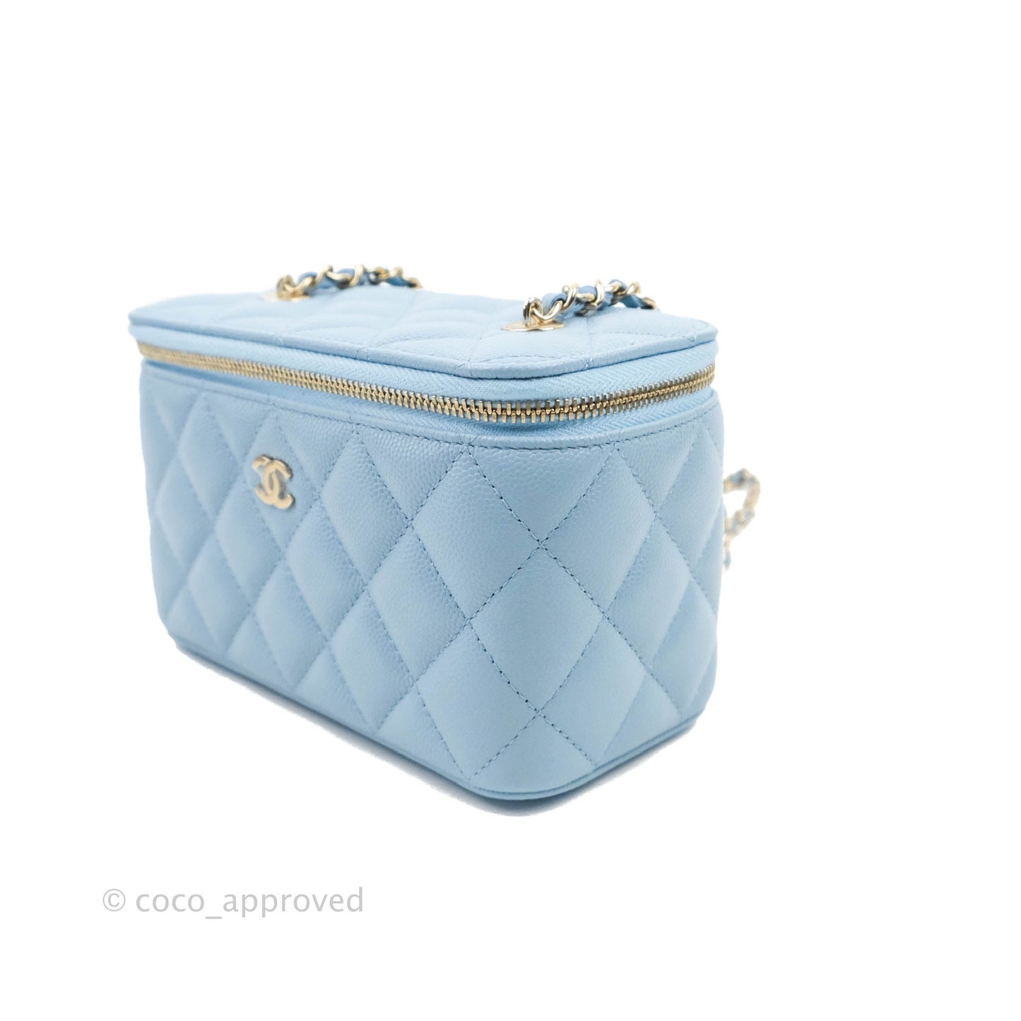 Chanel Vanity with Chain Blue Caviar Gold Hardware 22S