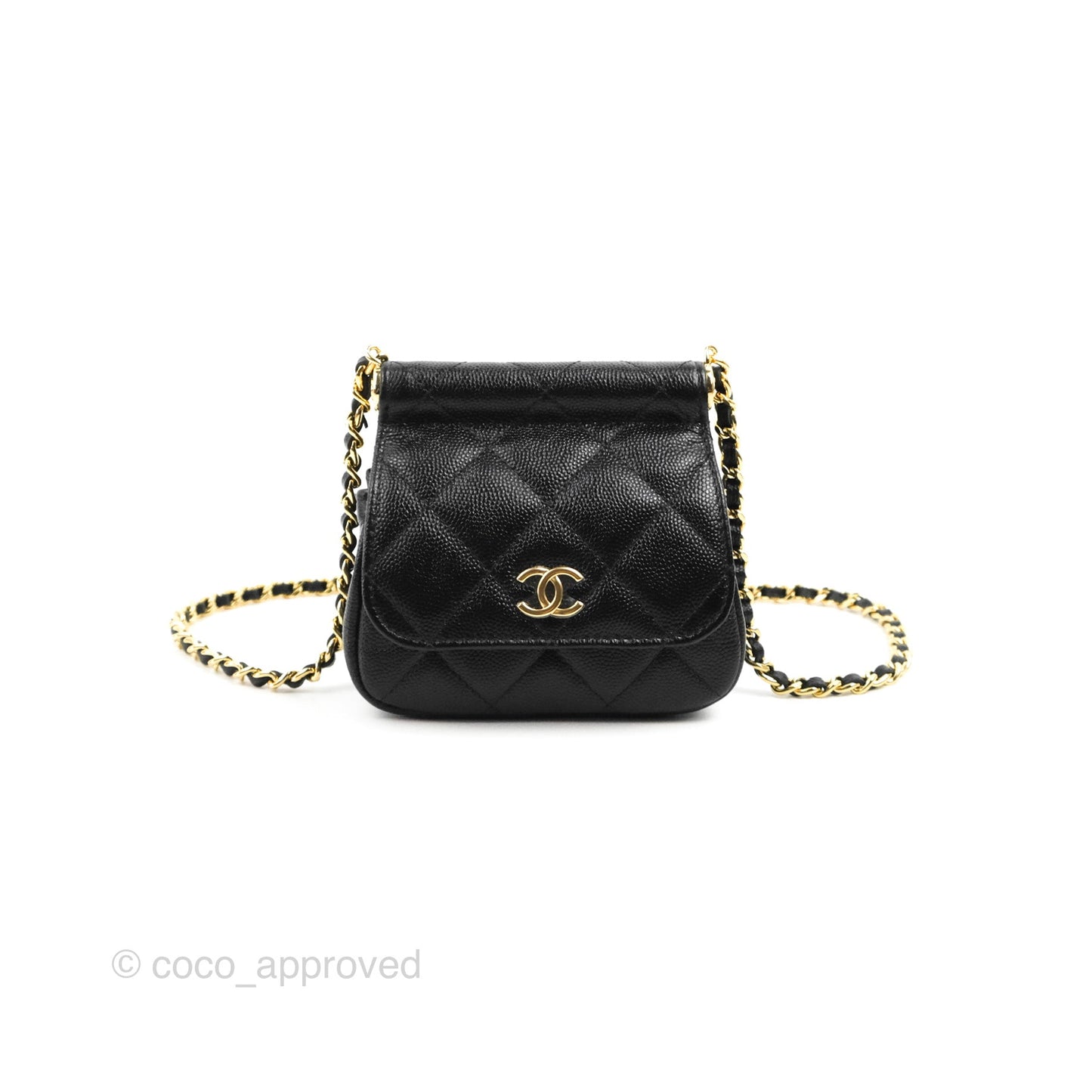 Chanel Quilted Clutch With Chain Black Caviar Gold Hardware