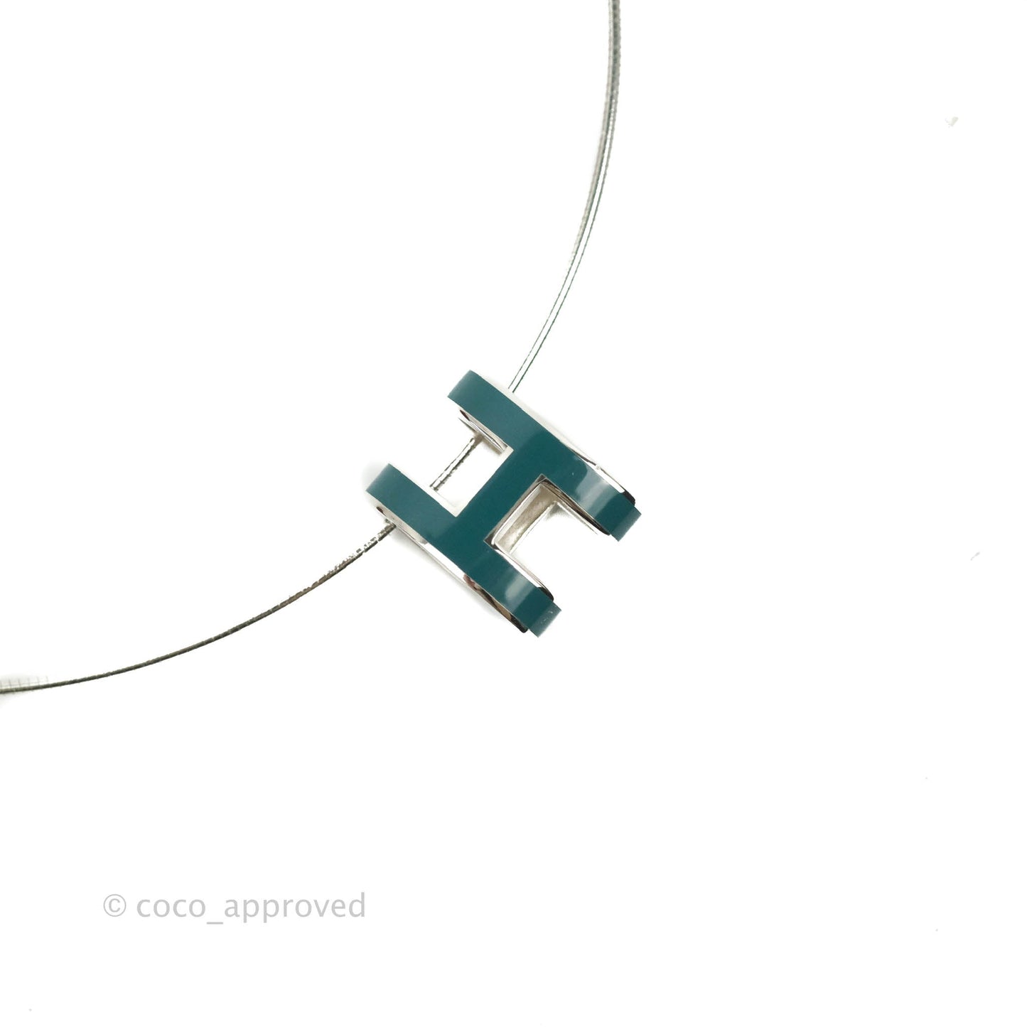Hermès Pop H Ash Dark Green Pendant Necklace Silver Hardware