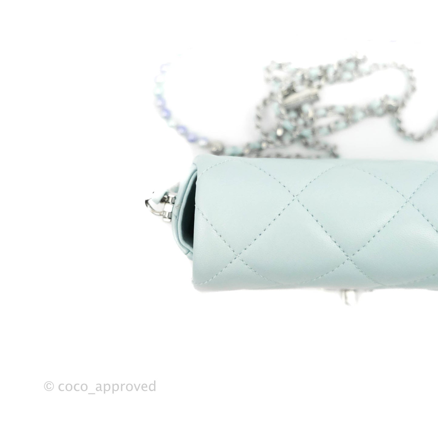 Chanel Quilted My Perfect Mini With Pearl Blue Lambskin Silver Hardware