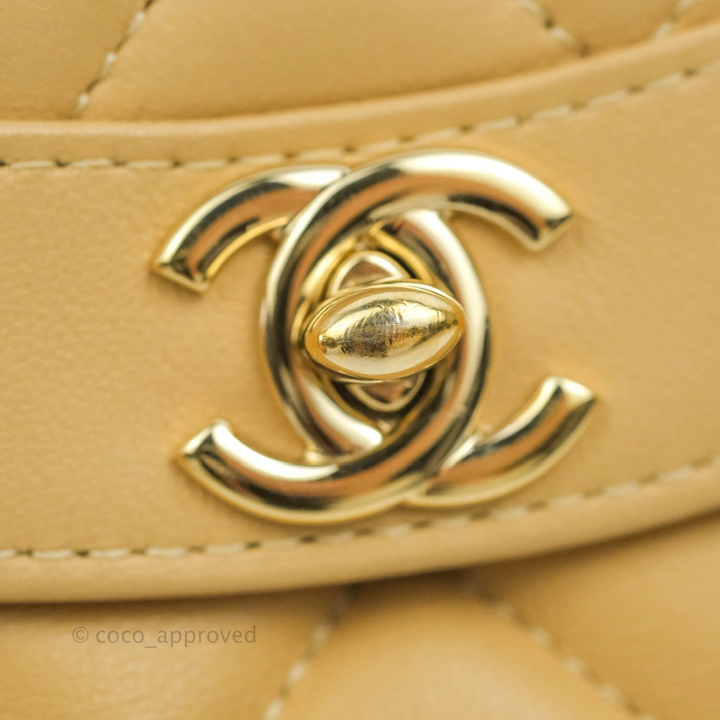 Chanel Calfskin Coco Vintage Camera Case Beige Gold Hardware