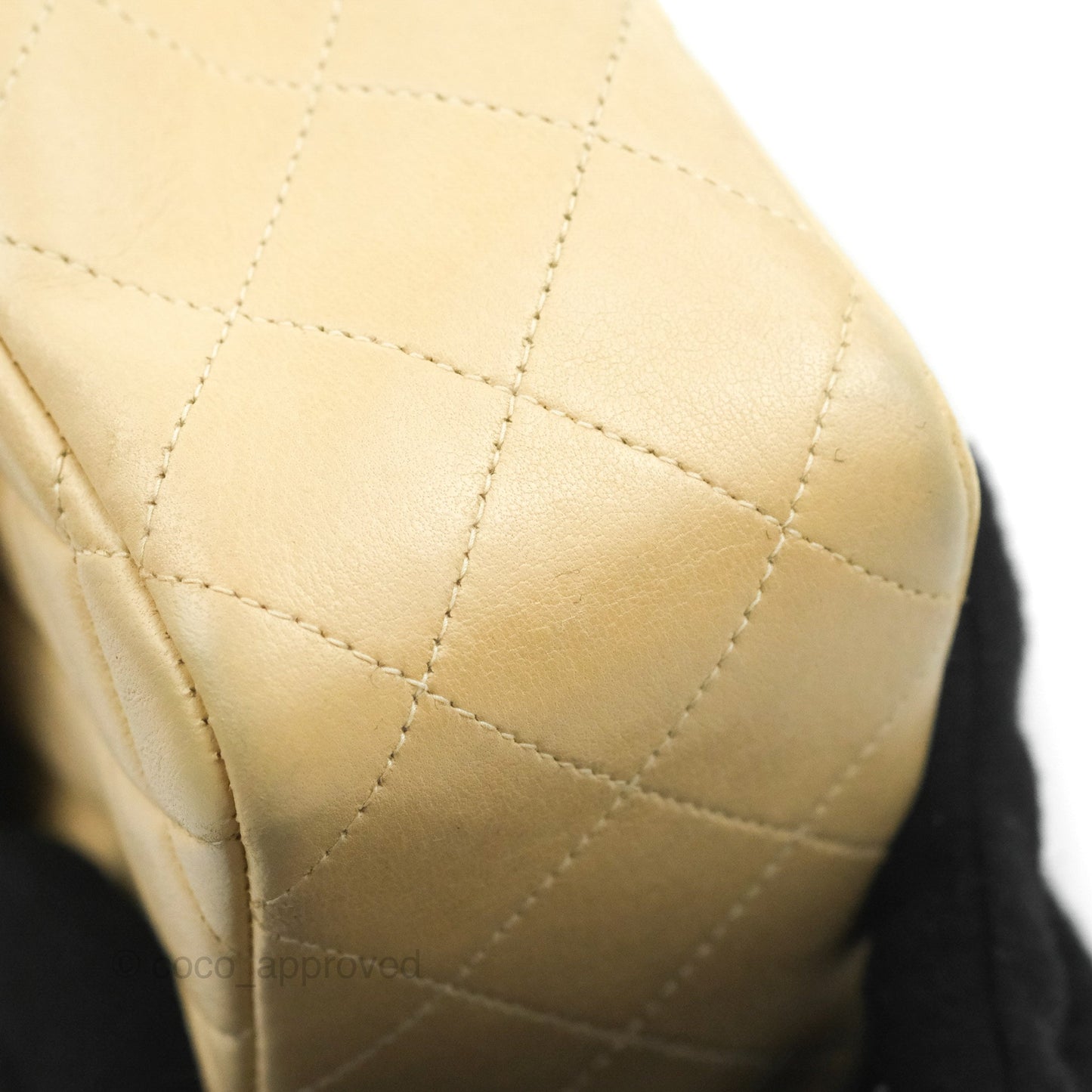 Chanel Vintage Top Handle Flap Bag Beige Lambskin 24K Gold Hardware