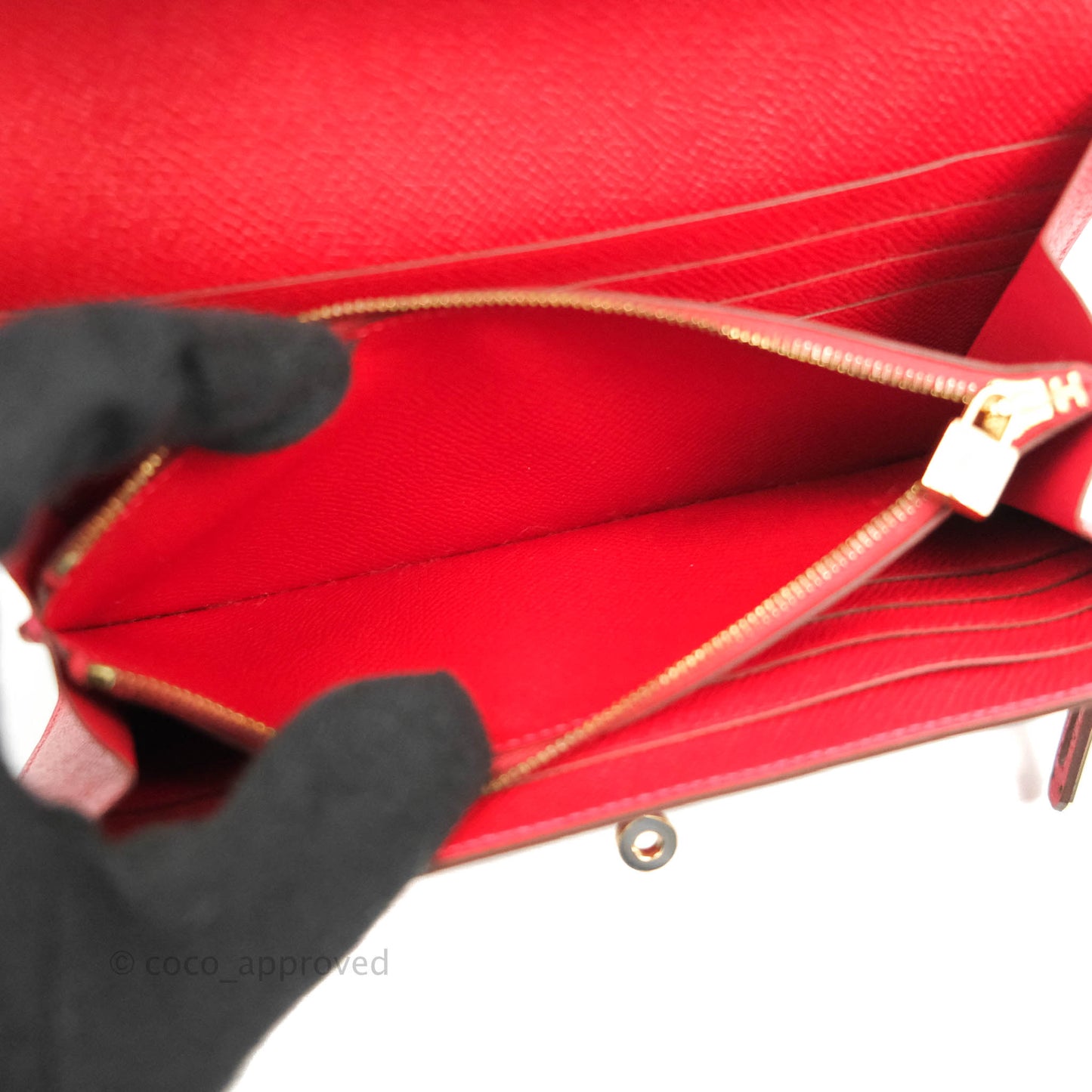 Hermès Kelly Wallet Red Epsom Gold Hardware