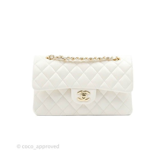 Chanel Classic Small S/M Flap White Caviar Gold Hardware