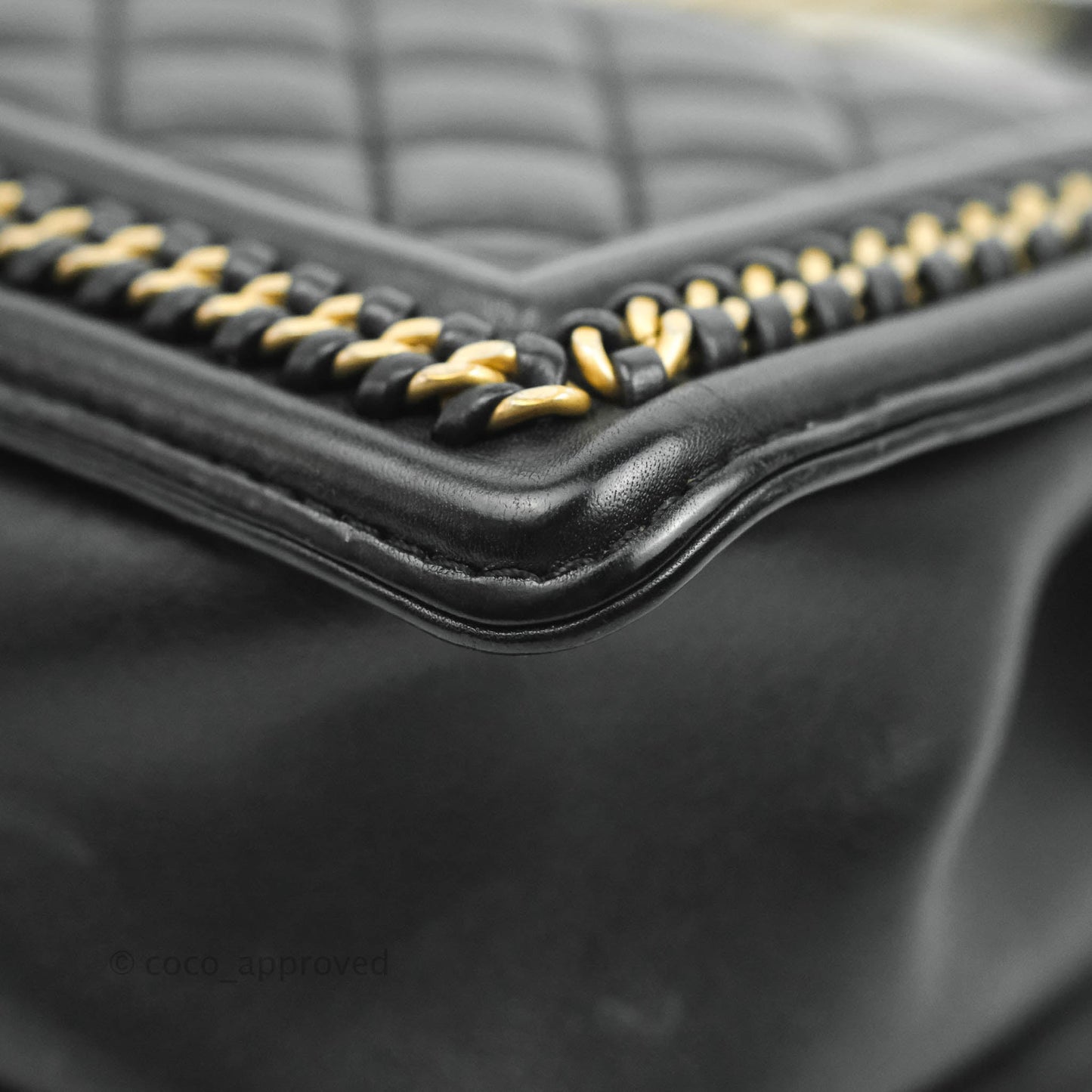 Chanel Quilted Medium Boy With Handle Black Calfskin Aged Gold Hardware