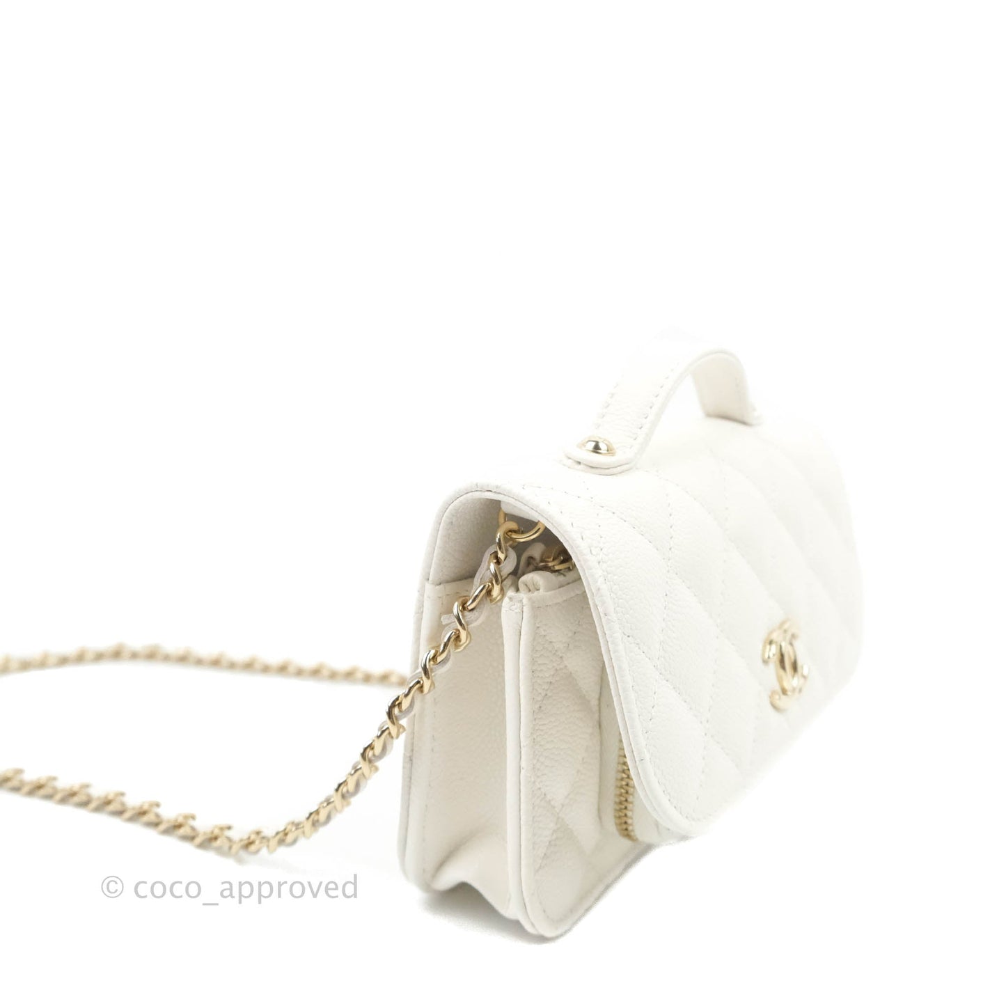 Chanel Business Affinity Clutch With Chain White Caviar Gold Hardware