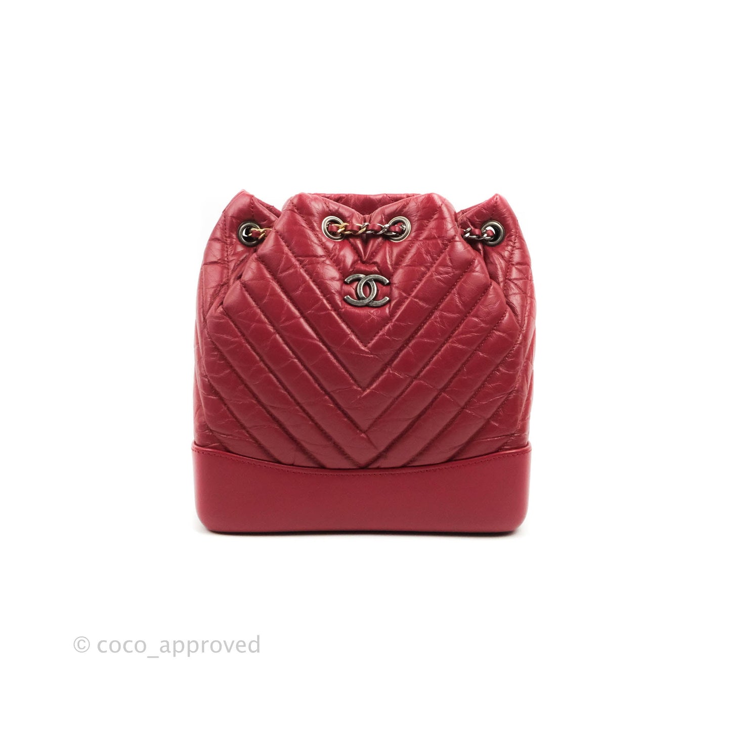 Chanel Small Chevron Gabrielle Backpack Dark Pink Aged Calfskin