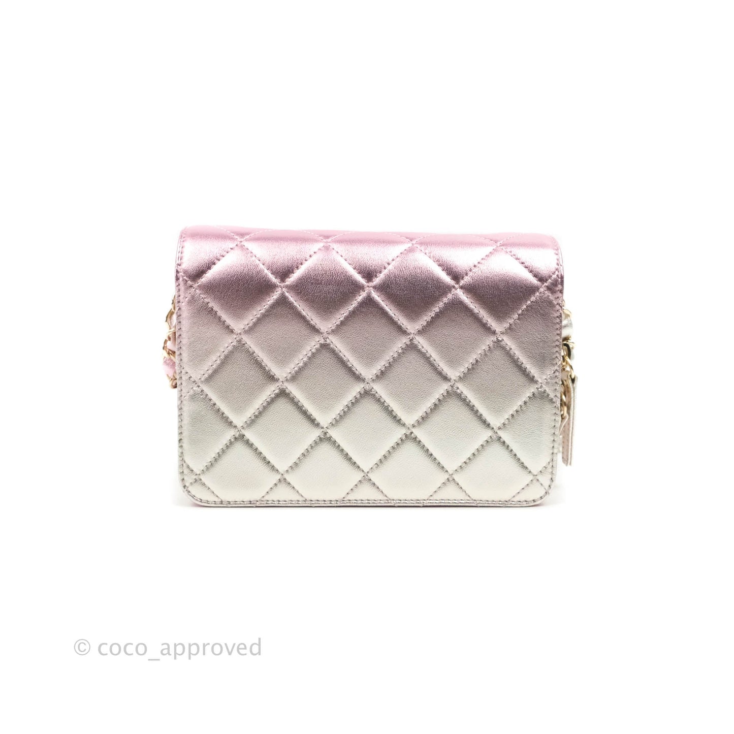 Chanel Quilted Small Like The Wallet Flap Metallic Pink Silver Light Gold Hardware 22C