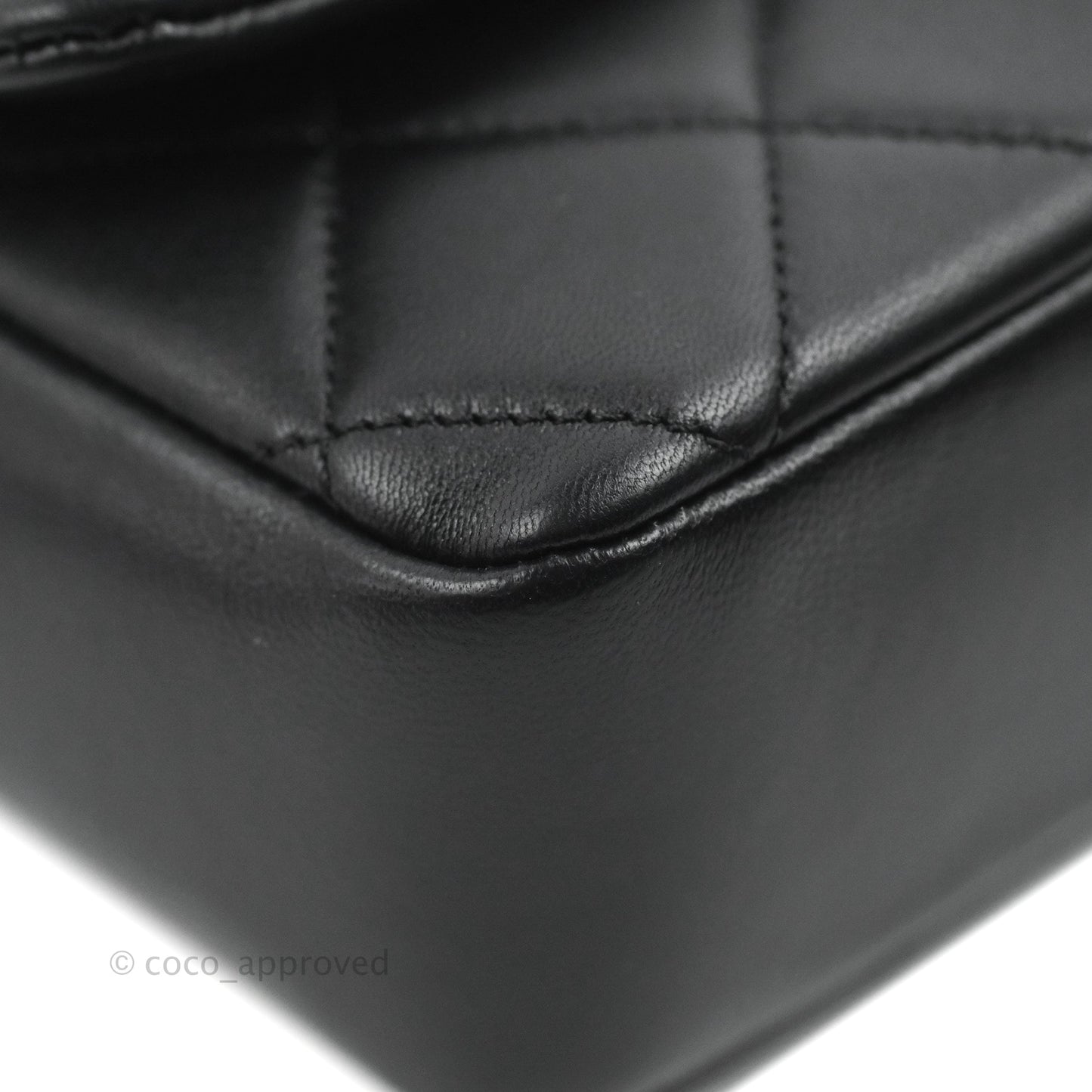 Chanel Quilted Resin Bi-Color Chain Flap Bag Black Lambskin