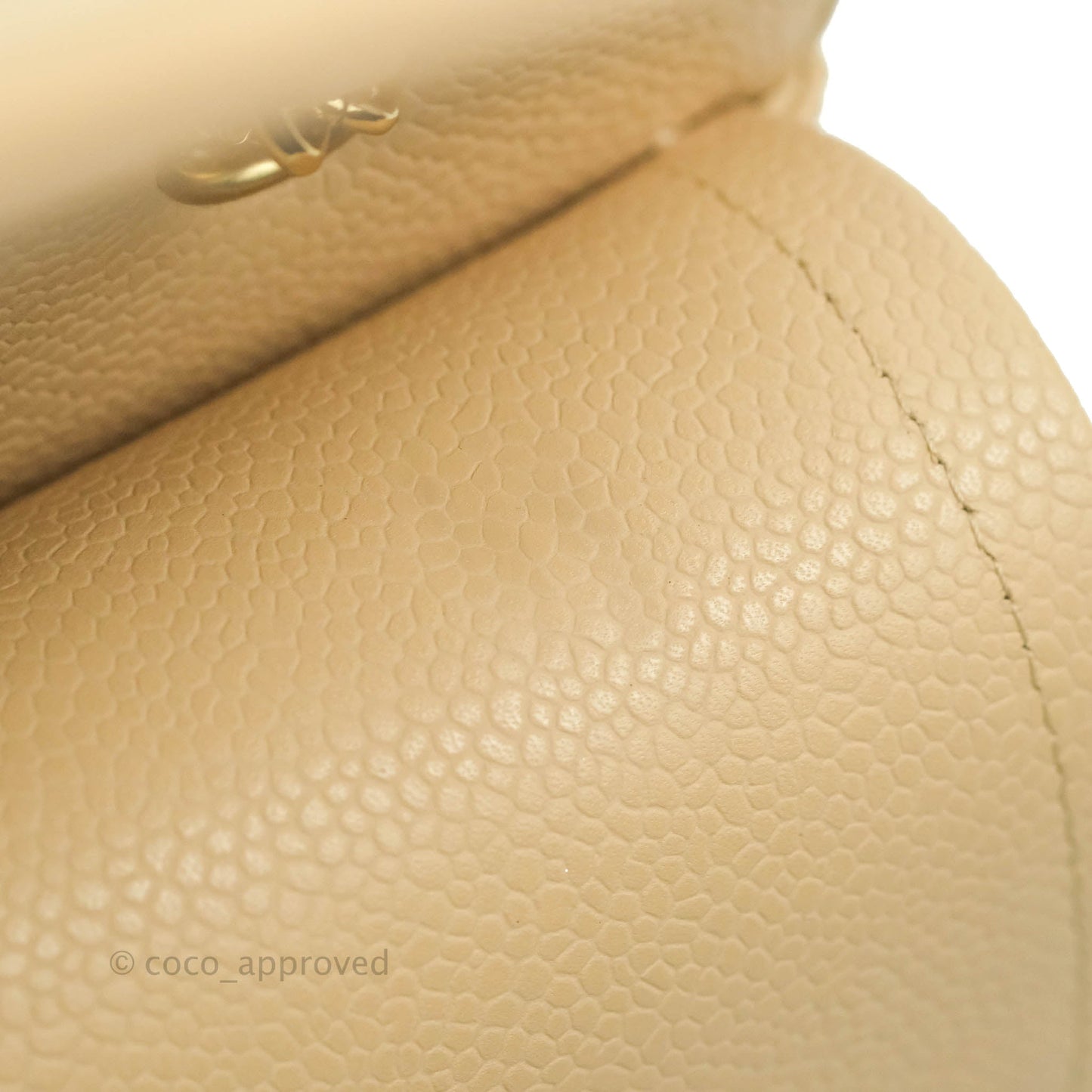 Chanel Classic M/L Medium Flap Quilted Beige Caviar Gold Hardware