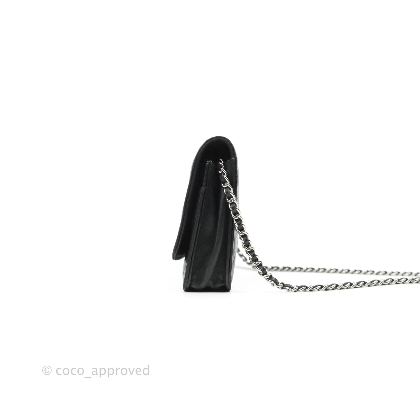Chanel Classic Wallet On Chain Black Lambskin Silver Hardware
