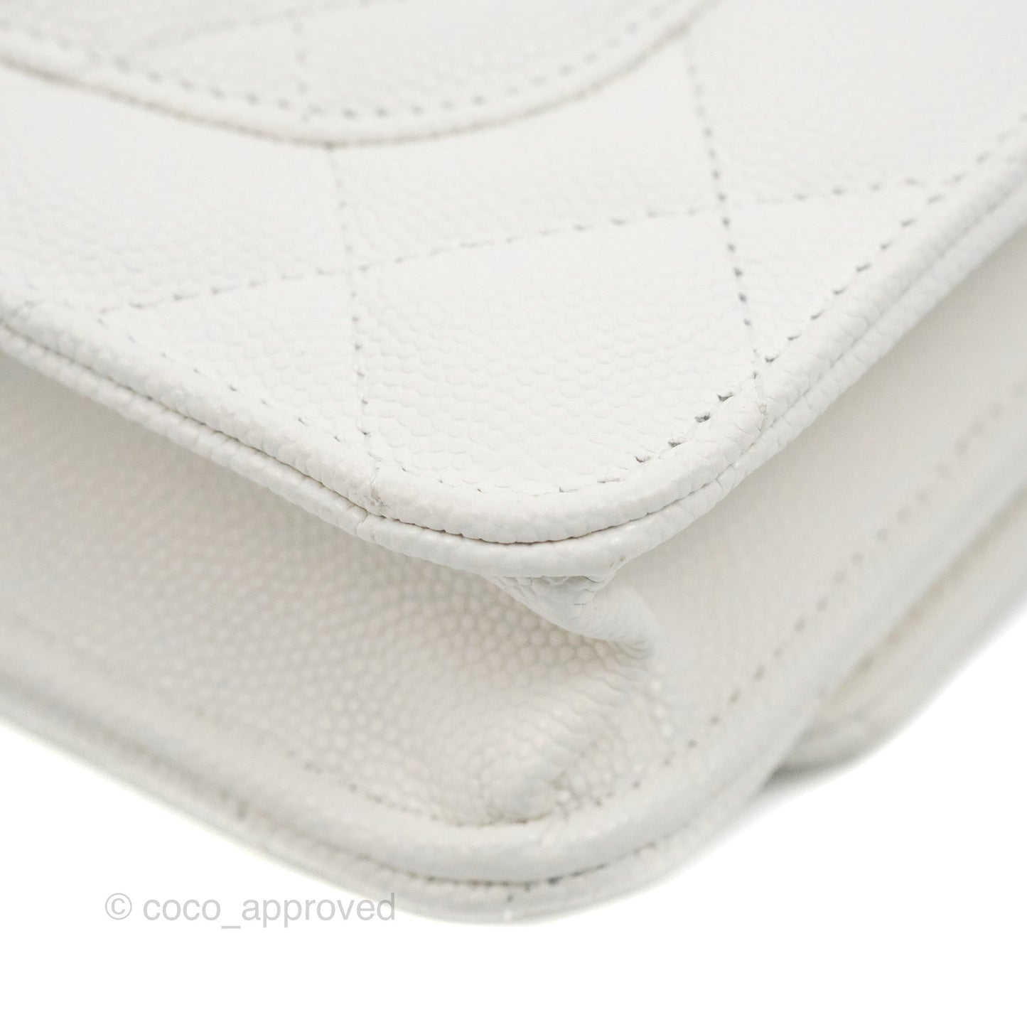 Chanel Quilted Classic Wallet on Chain WOC White Caviar Gold Hardware
