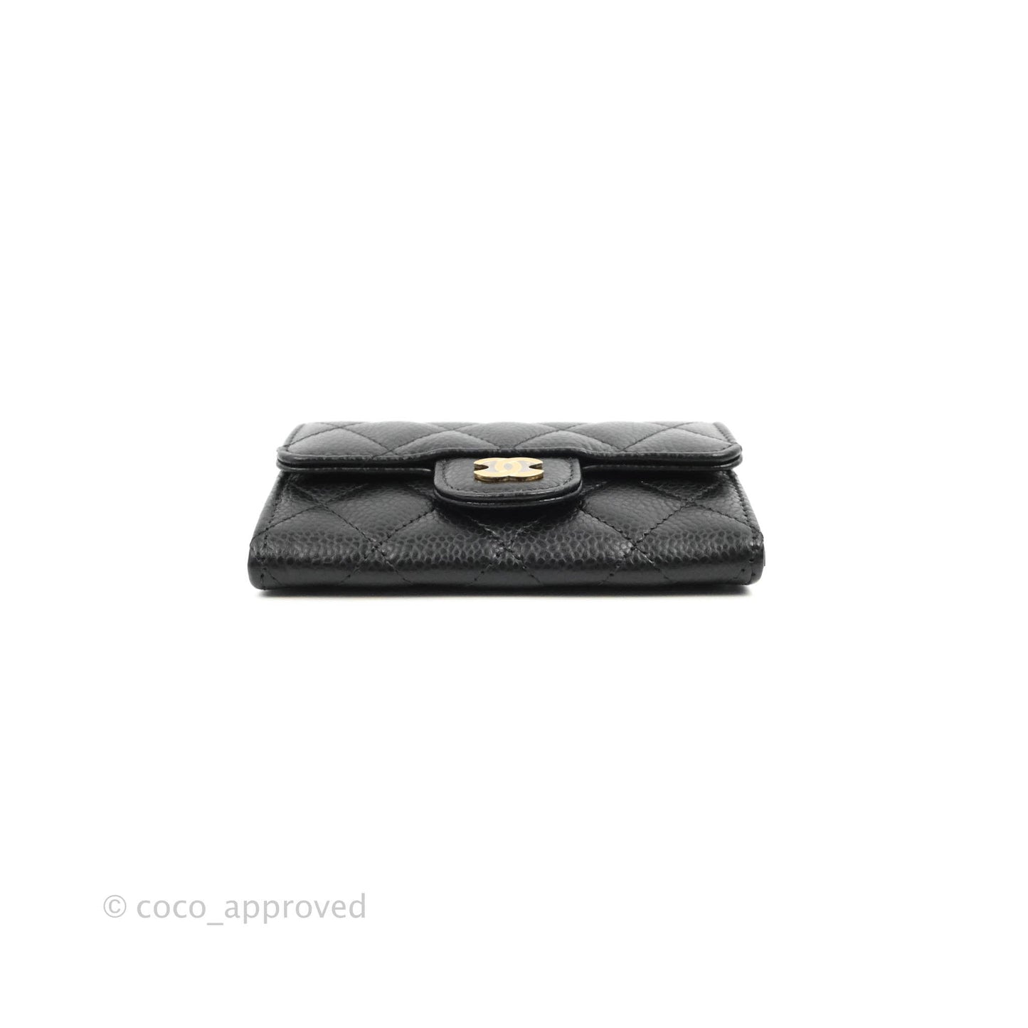 Chanel Quilted Flap Card Holder Black Caviar Gold Hardware