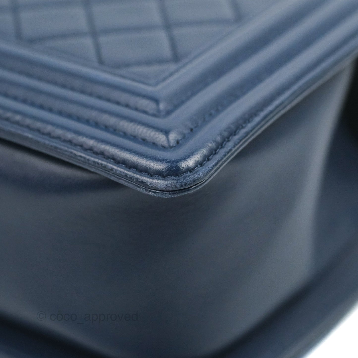 Chanel Quilted Medium Boy Navy Lambskin Aged Gold Hardware