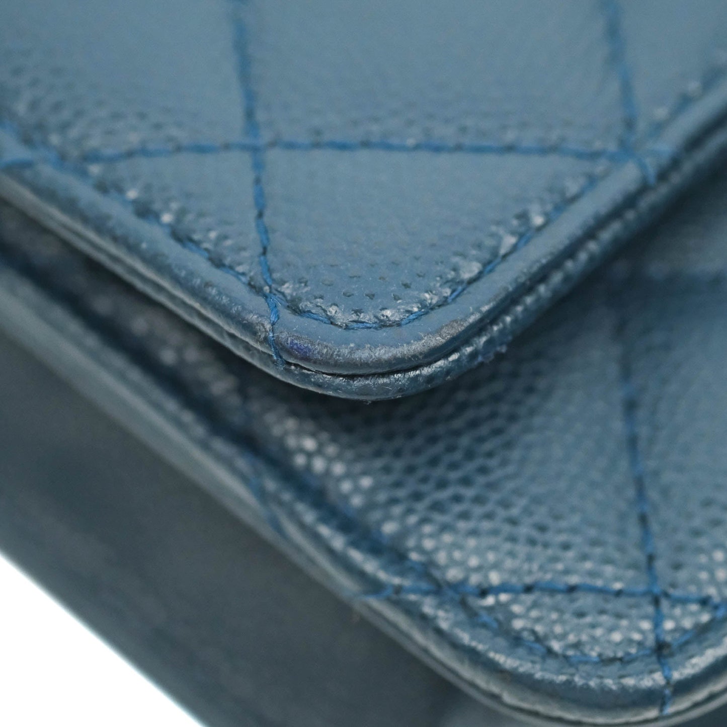 Chanel Quilted Wallet on Chain WOC Dark Blue Caviar Gold Hardware