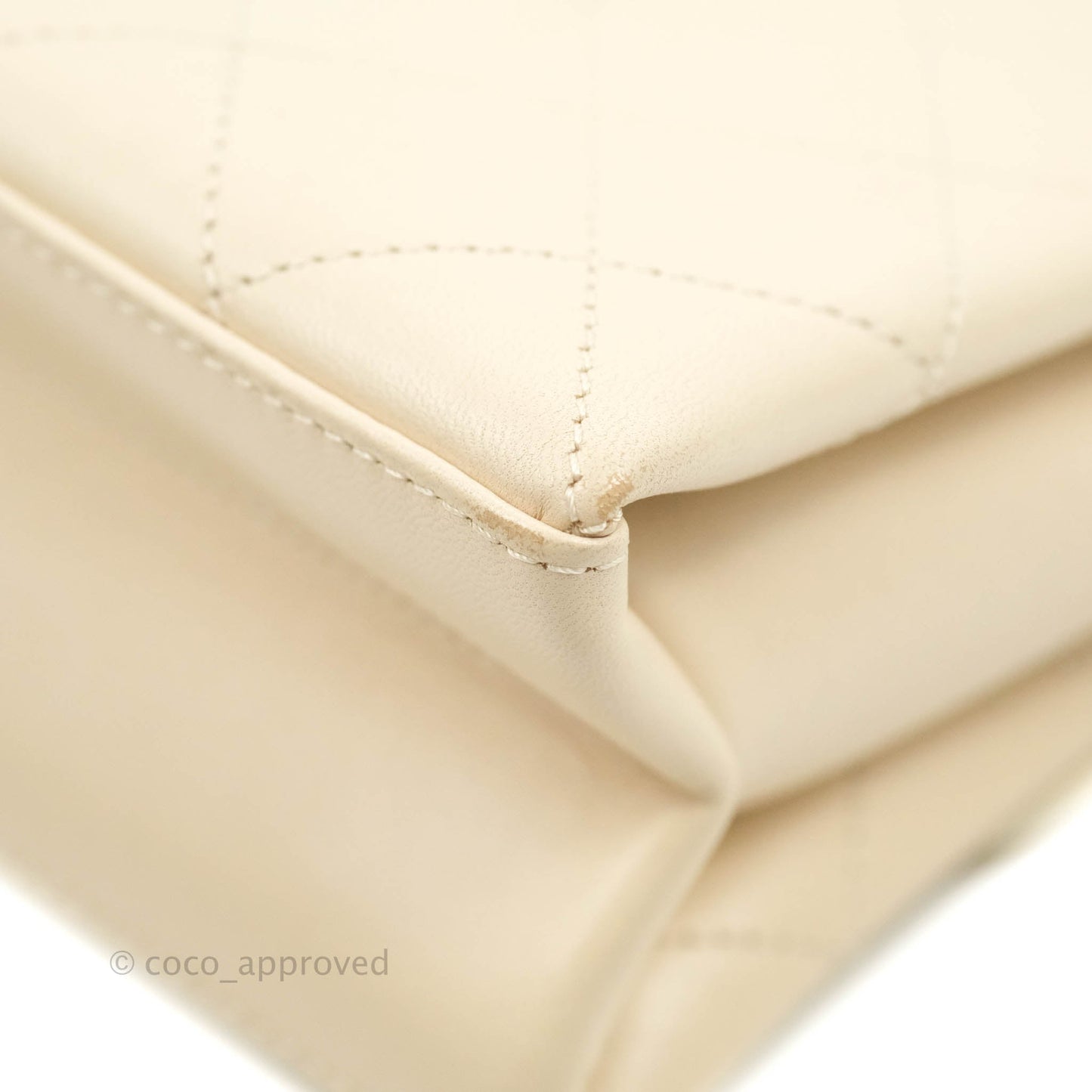 Chanel Small Flat Quilted Coco Luxe Flap Bag Light Beige Aged Gold Hardware