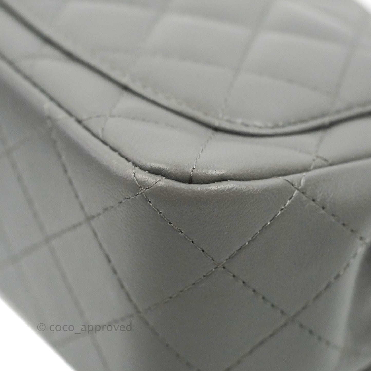 Chanel Quilted Mini Square Grey Lambskin Gold Hardware