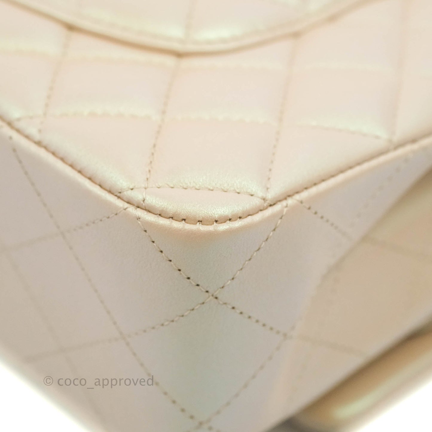 Chanel Classic M/L Medium Double Flap Iridescent Beige Calfskin Gold Hardware 21S