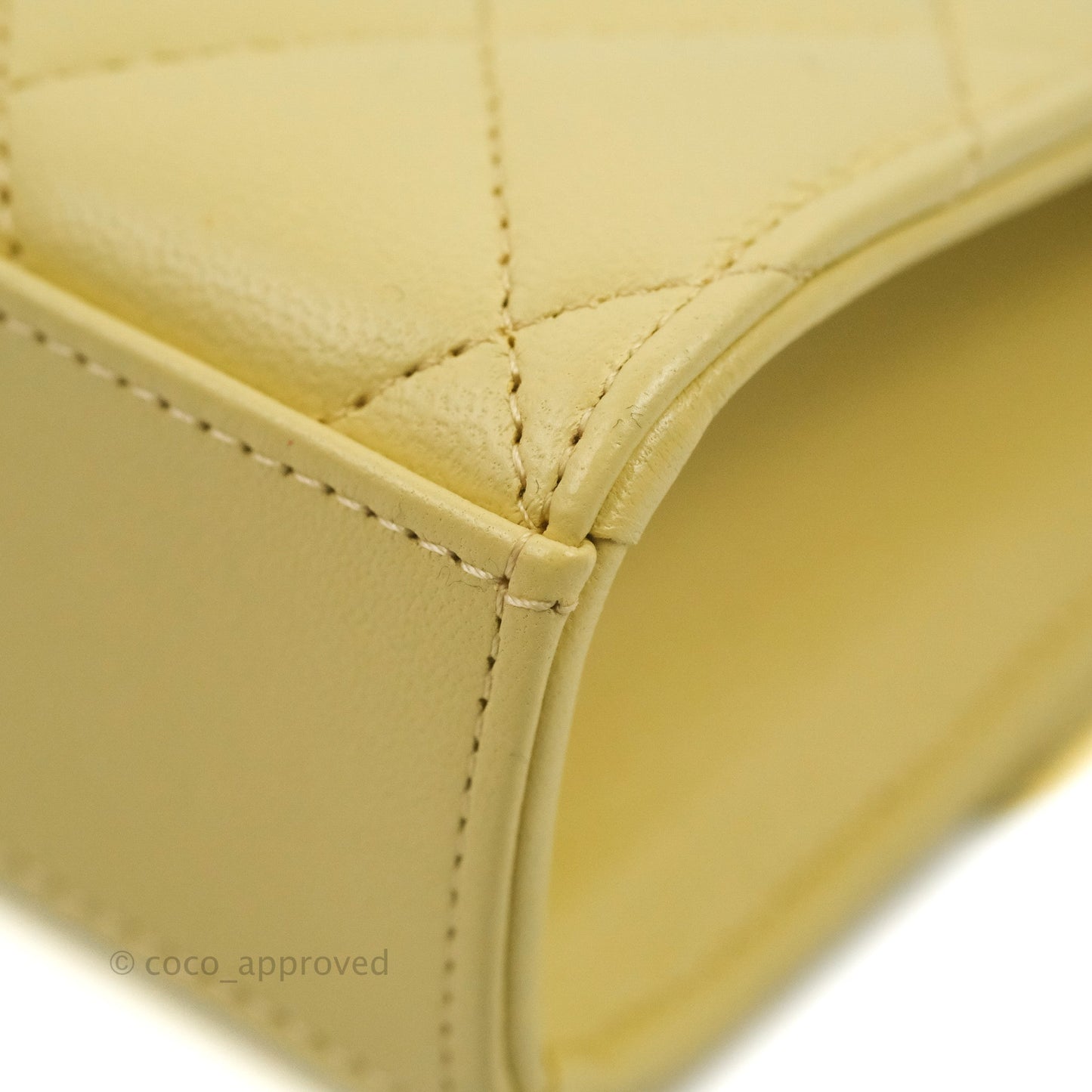 Chanel Mini Handle Clutch With Chain Yellow Lambskin Gold Hardware