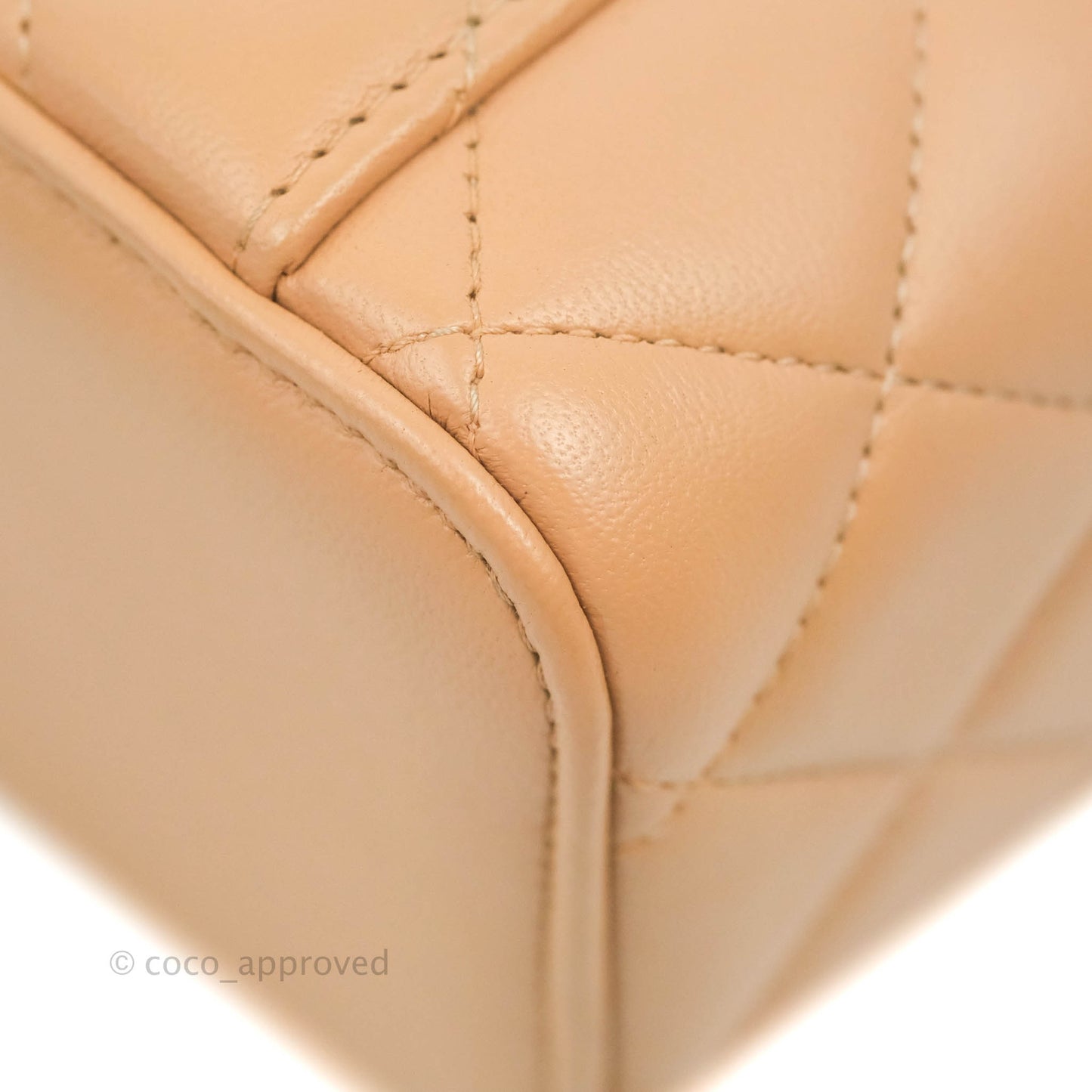 Chanel Vanity Rectangular Top Handle Beige Lambskin Aged Gold Hardware