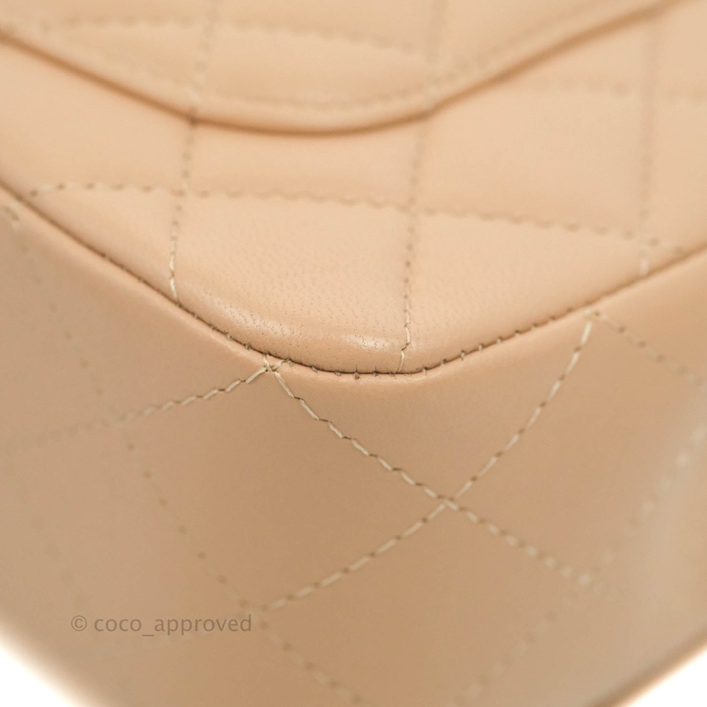 Chanel Top Handle Mini Rectangular Flap Bag Beige Lambskin Aged Gold Hardware