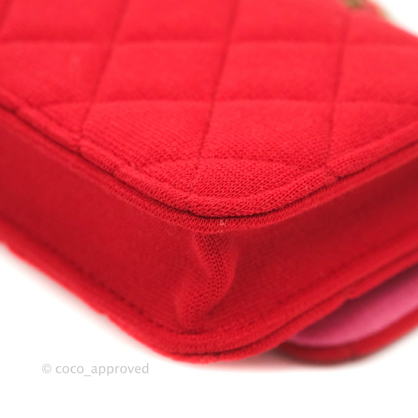 Chanel Mini Clutch With Chain Red Cotton Gold Hardware