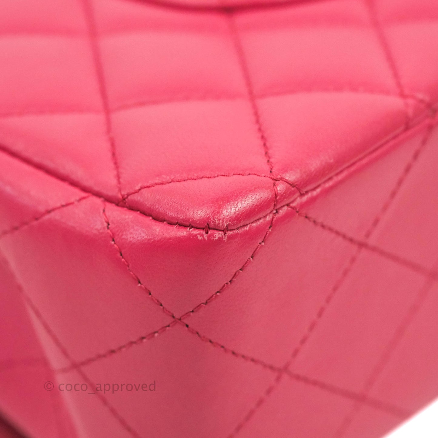 Chanel Classic Quilted M/L Medium Flap Dark Pink Lambskin Silver Hardware