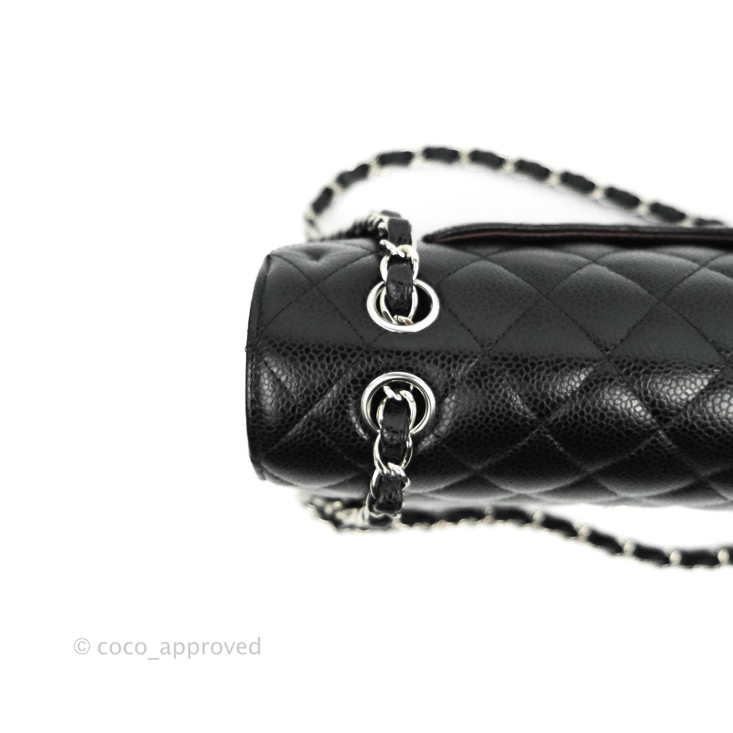 Chanel Classic M/L Medium Double Flap Bag Black Caviar Silver Hardware