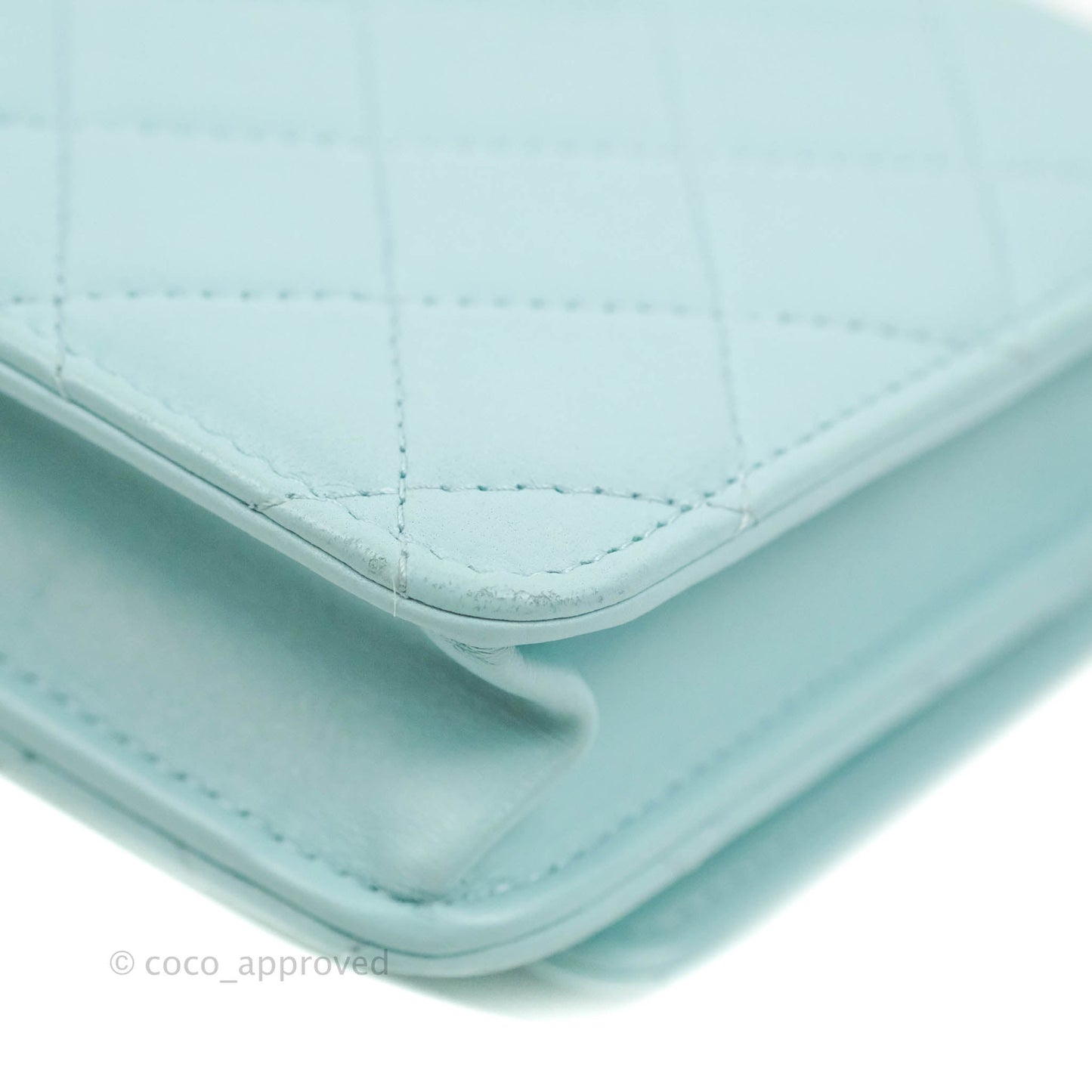 Chanel Trendy CC Quilted Wallet on Chain WOC Tiffany Blue Lambskin Gold Hardware