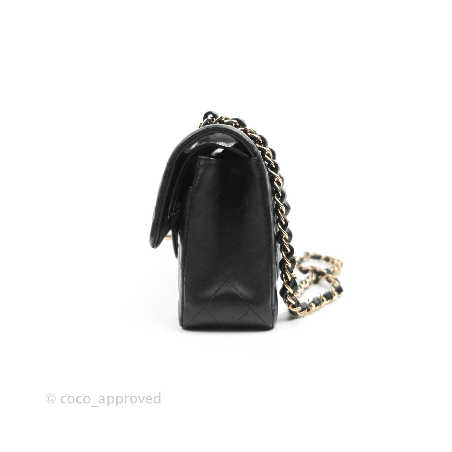 Chanel Classic Small S/M Flap Black Lambskin Rose Pink-Gold Hardware