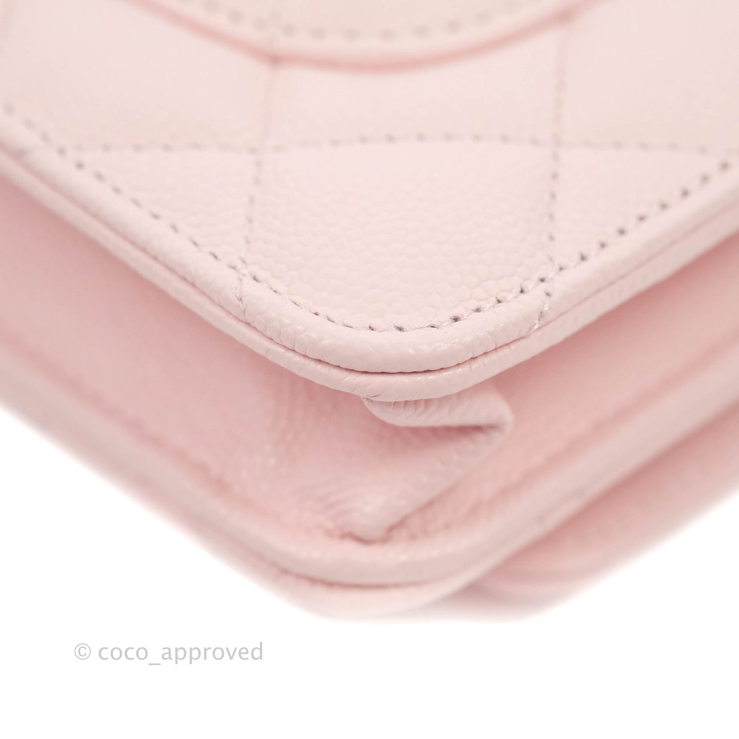Chanel Quilted Classic Wallet on Chain WOC Light Pink Caviar Gold Hardware 22S