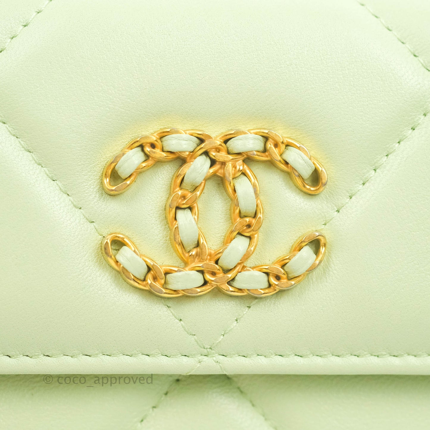 Chanel 19 Mini Clutch with Chain Light Green Lambskin Mixed Hardware 22C
