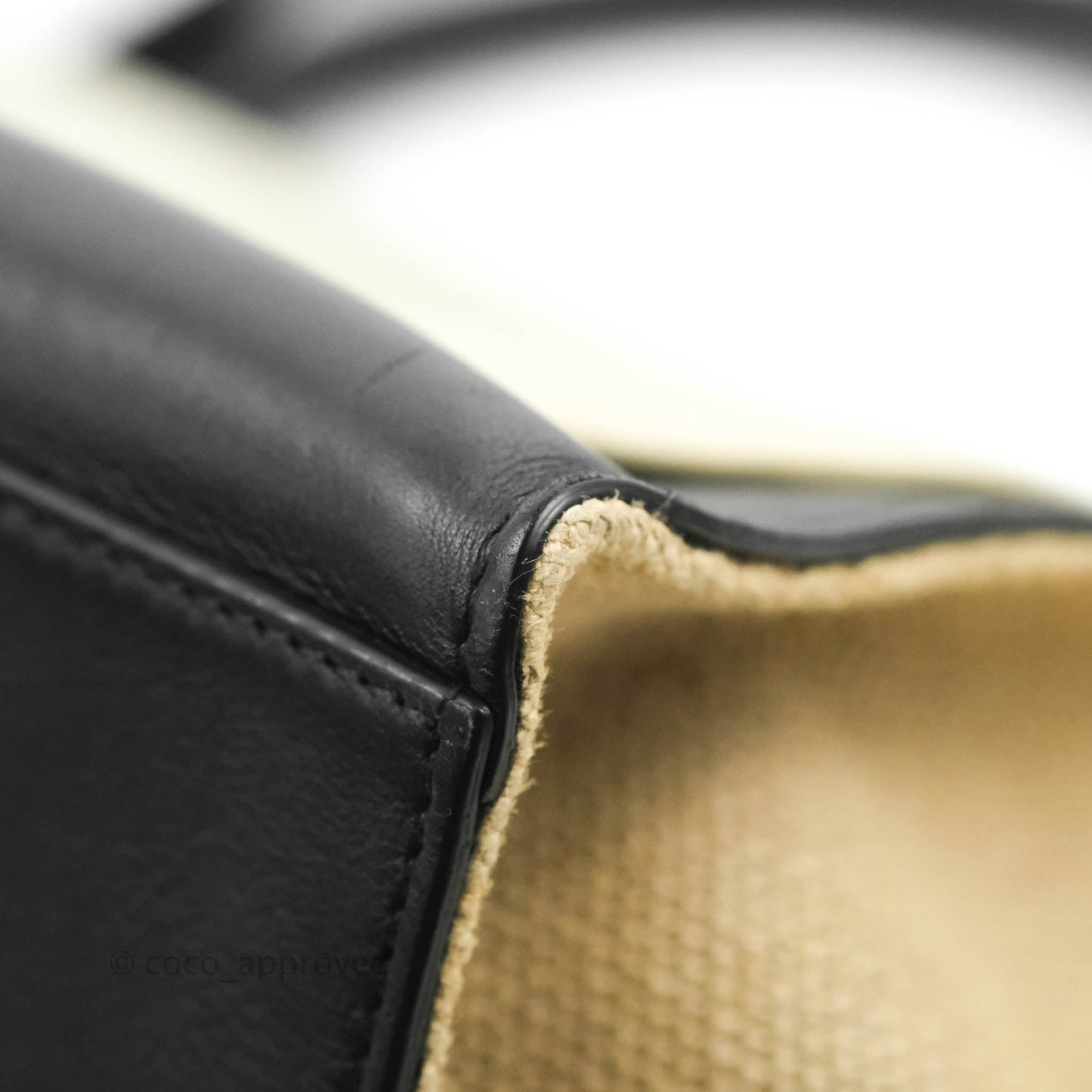 Celine Small Sleek Calfskin Tri-Color Trapeze Ivory Black Raffia
