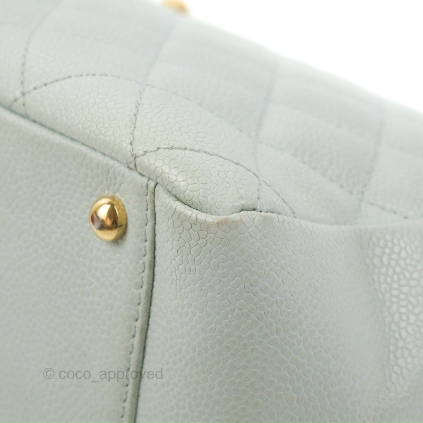 Chanel PTT Petite Timeless Shopping Tote Bag Light Tiffany Blue Caviar Gold Hardware