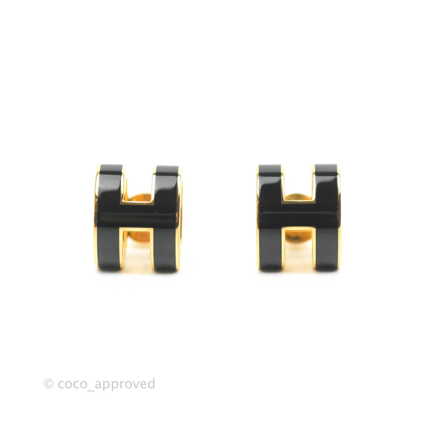Hermès Pop H Earrings Black Gold Hardware