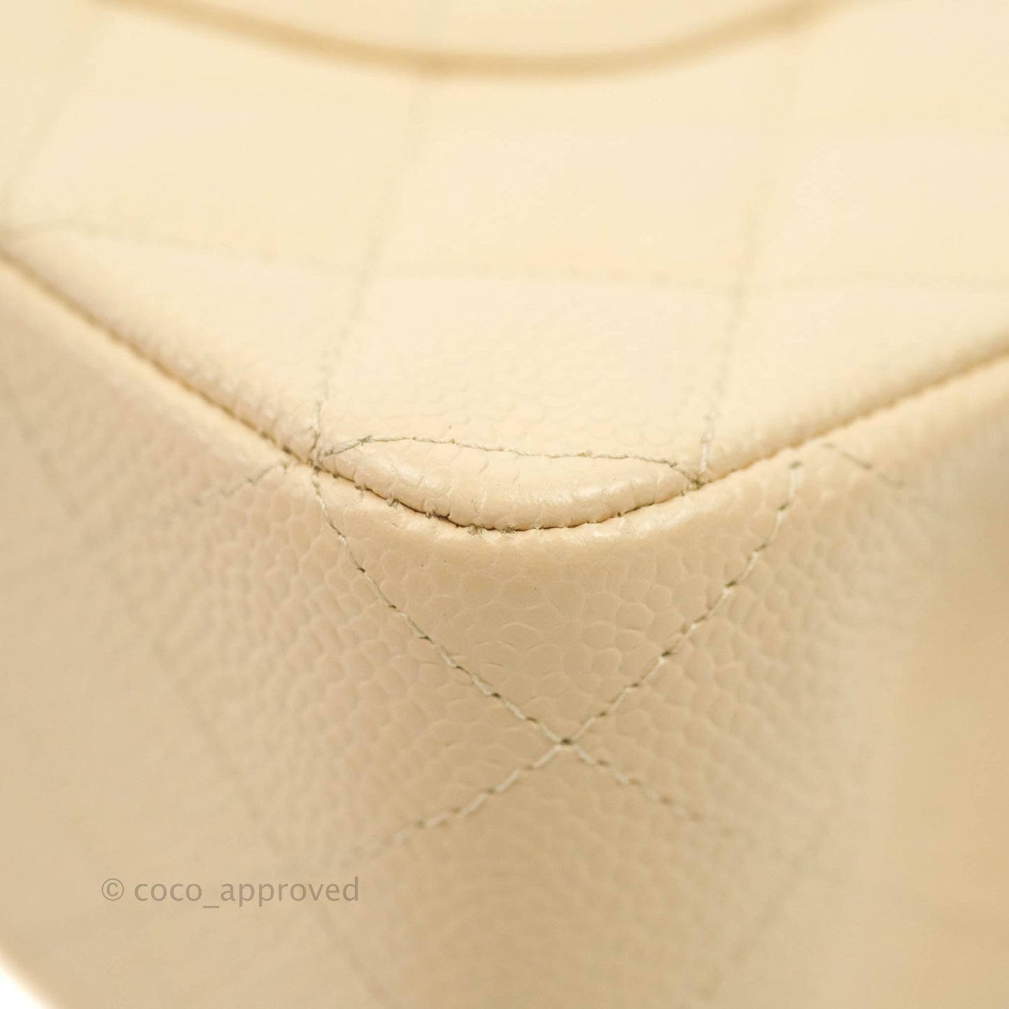 Chanel Classic M/L Medium Flap Quilted Beige Caviar Gold Hardware
