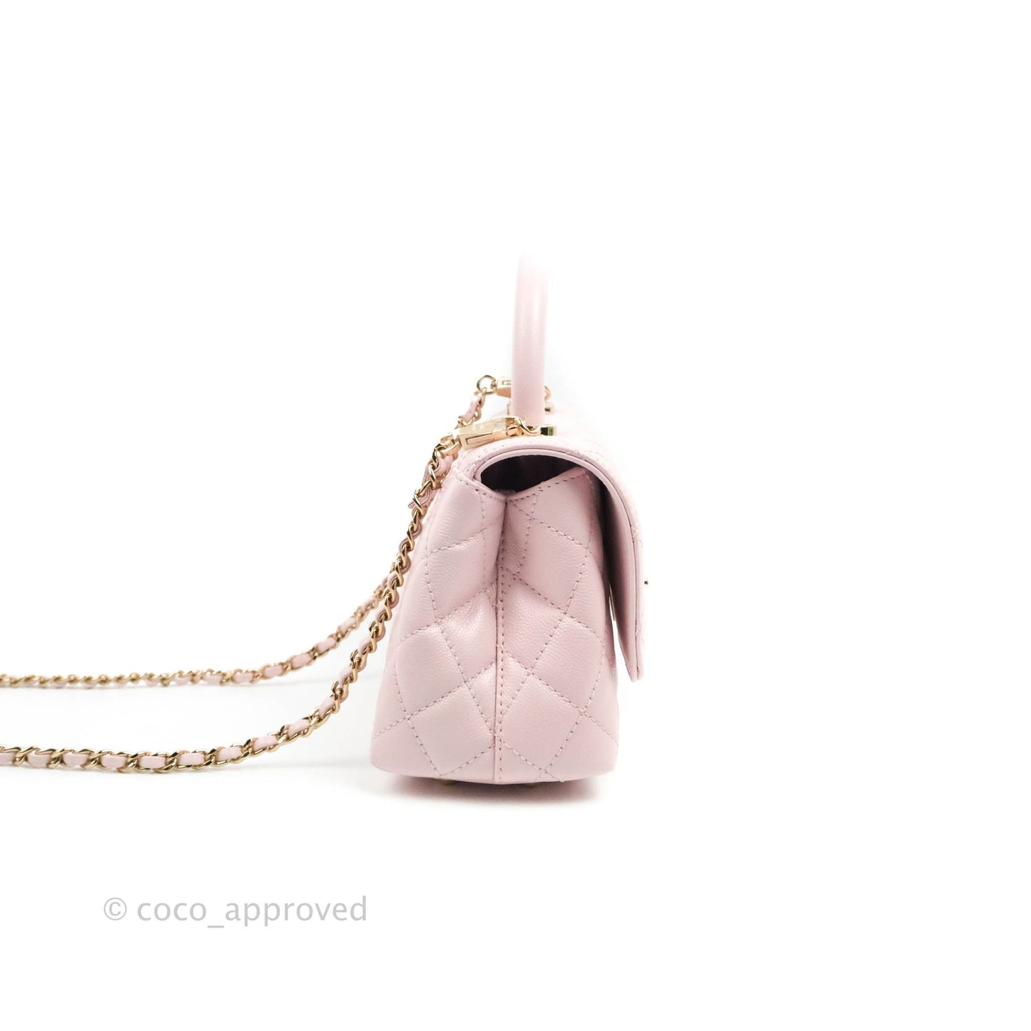 Chanel Mini Coco Handle Quilted Light Pink Caviar Gold Hardware