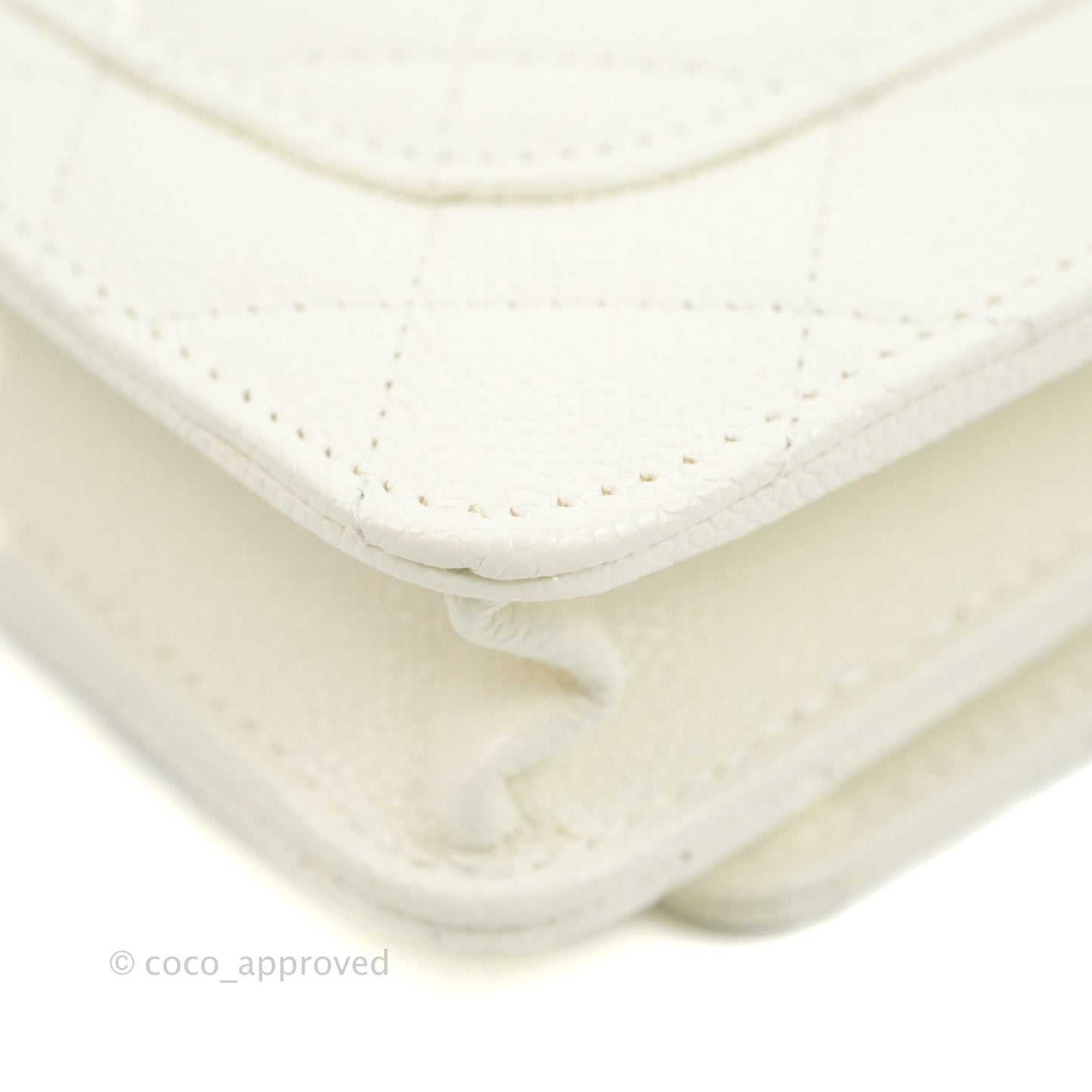 Chanel Quilted Wallet On Chain WOC Melody Ivory White Caviar Gold Hardware