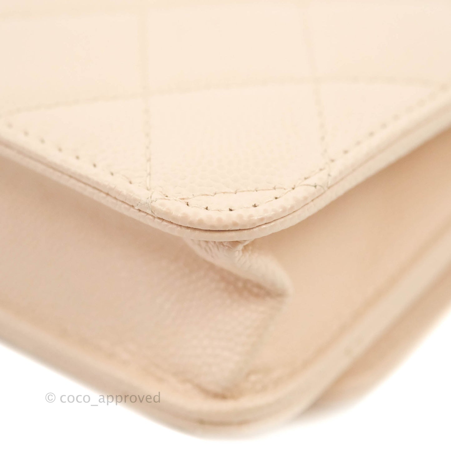 Chanel Quilted Golden Class Wallet on Chain WOC Light Beige Caviar Gold Hardware