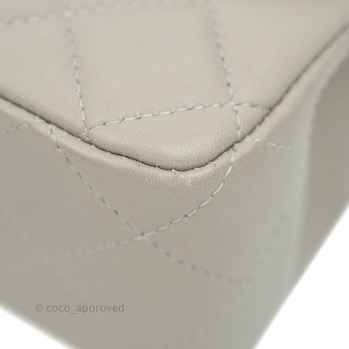 Chanel Quilted Mini Rectangular Flap Grey Lambskin Dark Silver Hardware