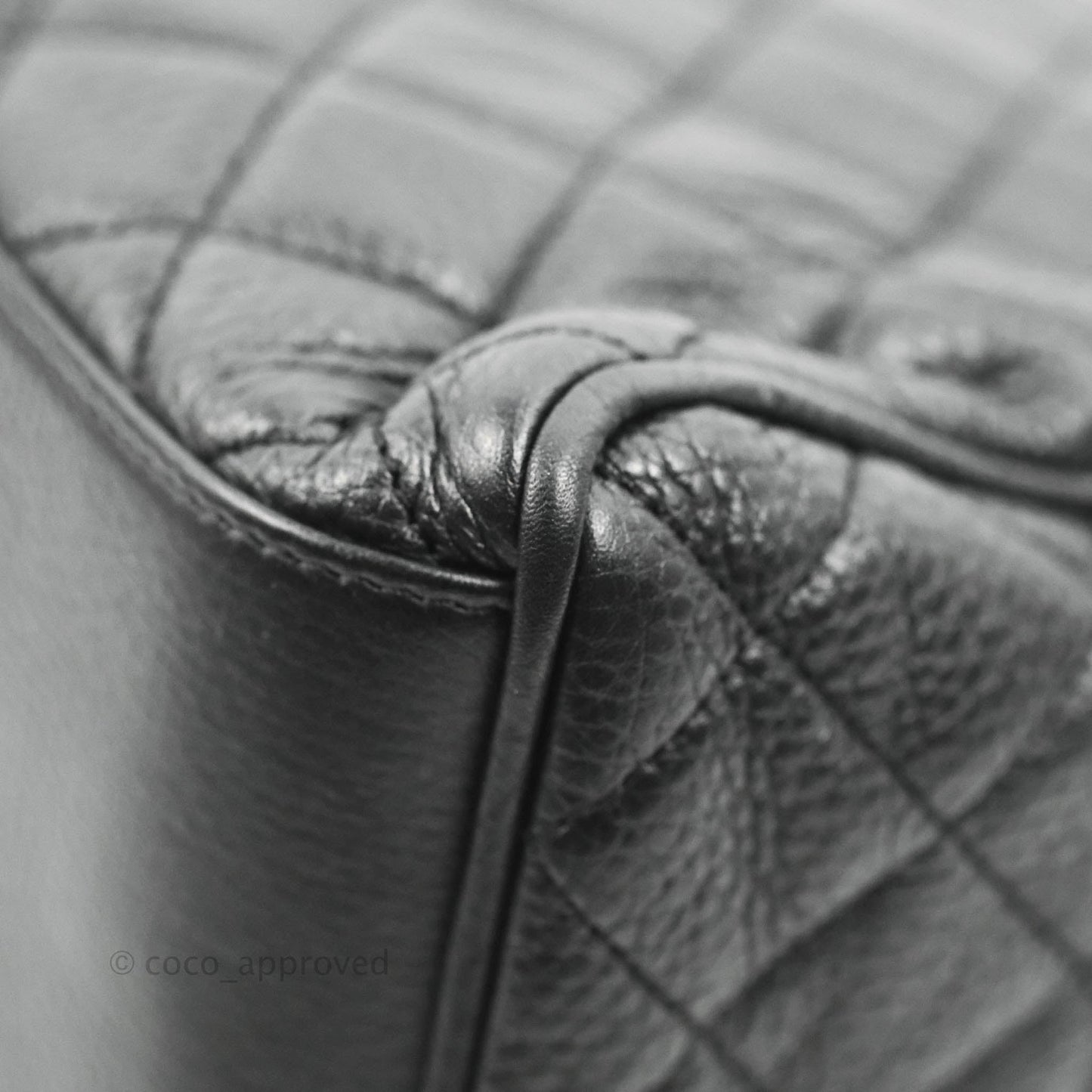 Chanel Quilted Airline Bowling Bag with Handle Black Calfskin Ruthenium Hardware