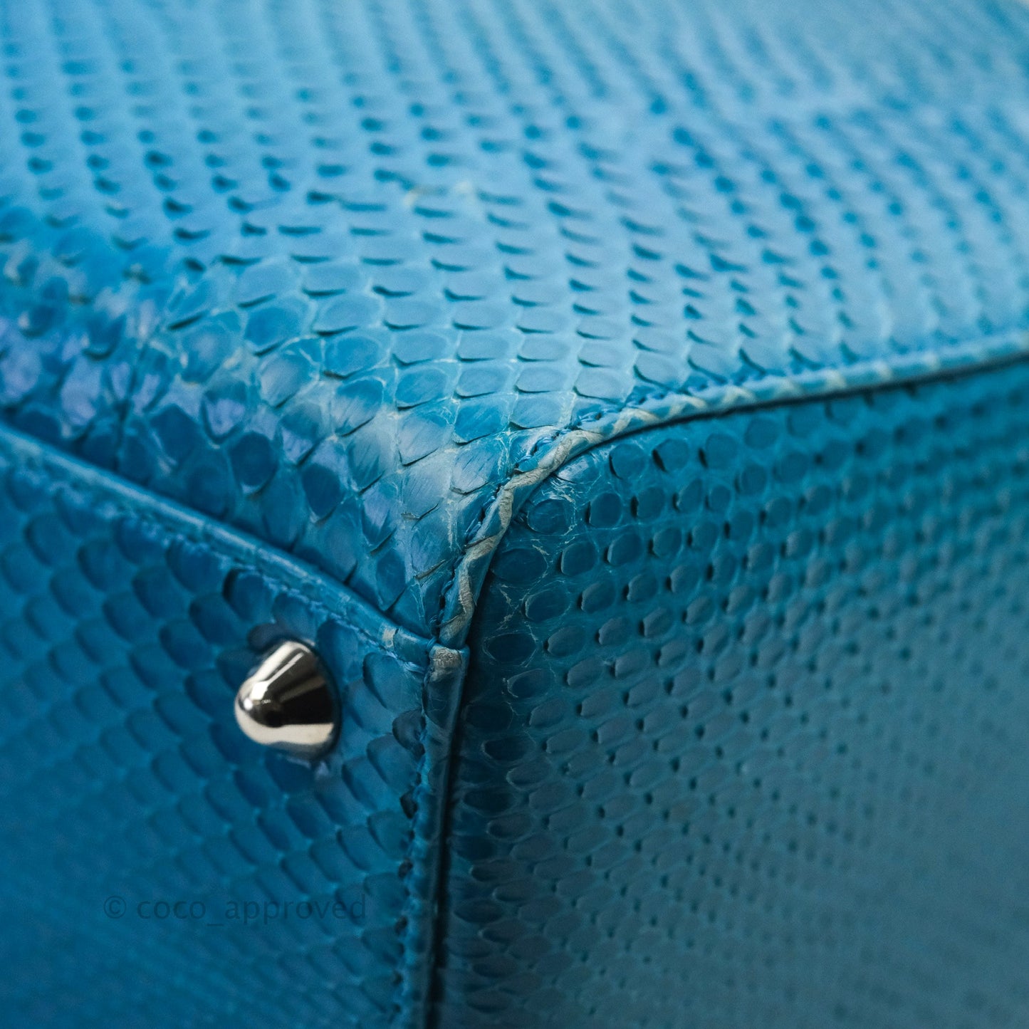 Christian Dior Large Lady Dior Python Blue Silver Hardware