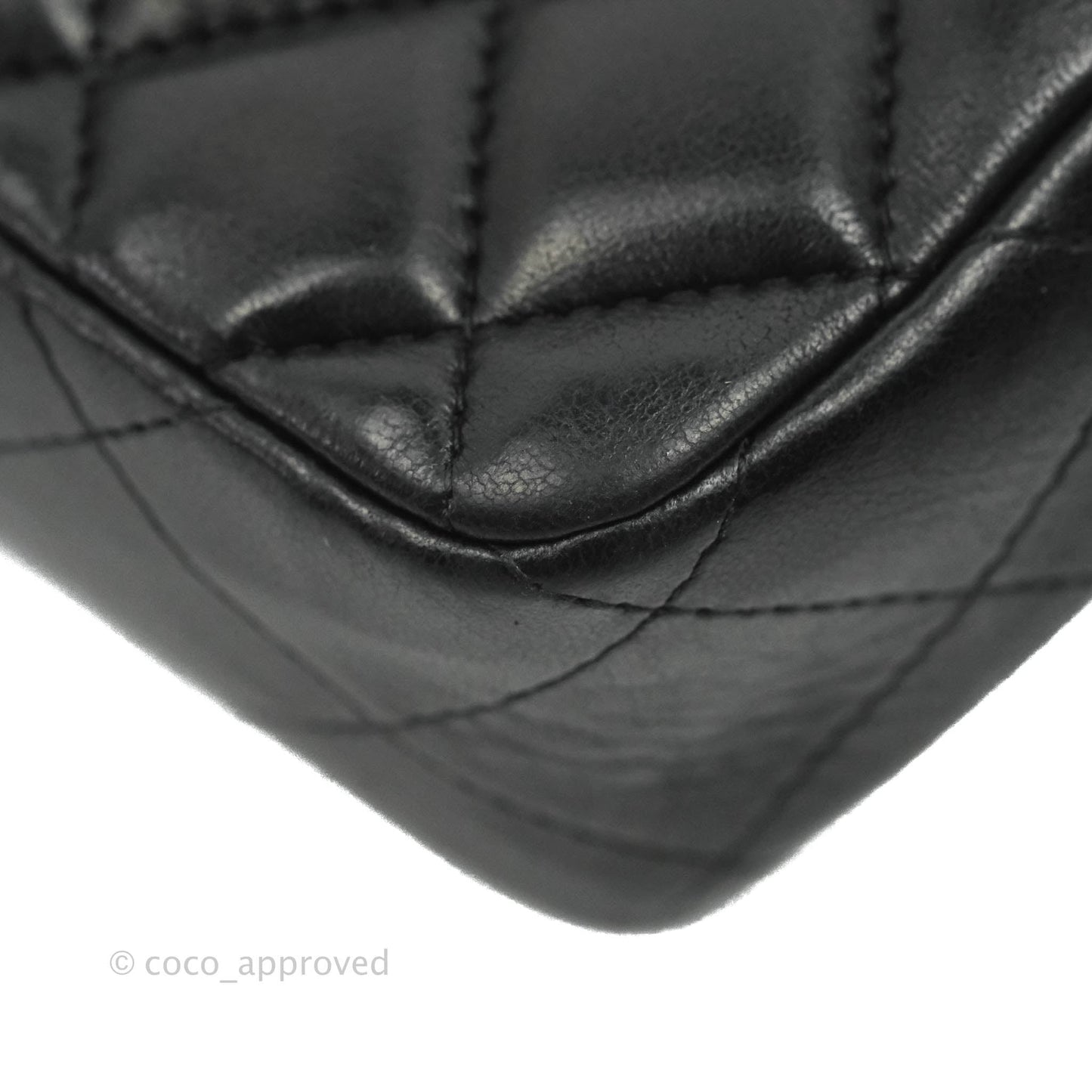 Chanel Quilted East West Flap Bag Black Lambskin Silver Hardware