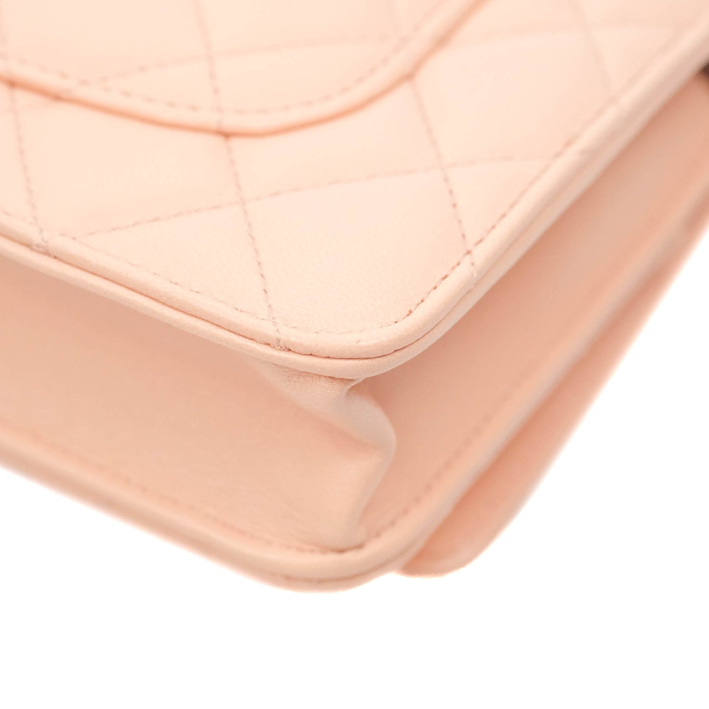 Chanel Quilted Pearl Crush Wallet on Chain WOC Light Pink Lambskin Aged Gold Hardware