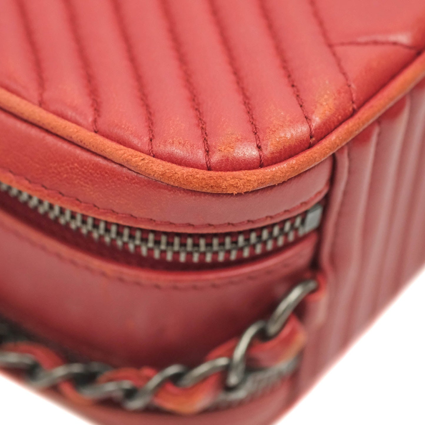 Chanel Quilted Crossbody Camera Bag Red Lambskin Ruthenium Hardware