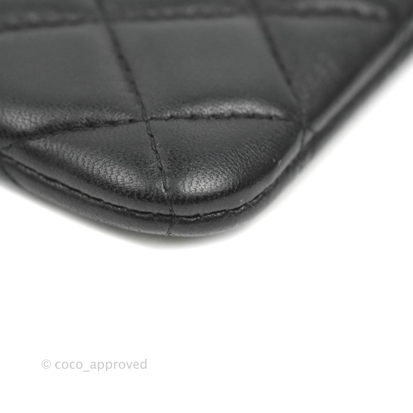 Chanel Quilted Mini O Case Black Lambskin Silver Hardware