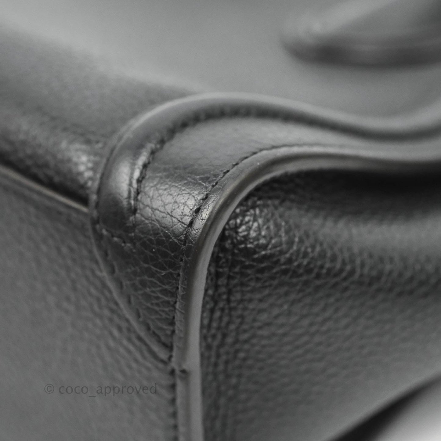 Celine Nano Luggage Black Drummed Calfskin Silver Hardware