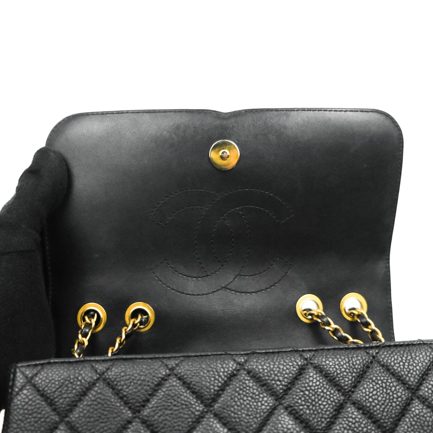 Chanel Quilted Small CC Filigree Flap Black Caviar