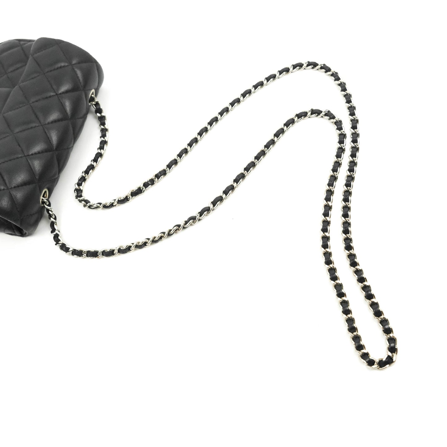 Chanel Quilted Extra Mini Rectangular Flap Black Lambskin Silver Hardware