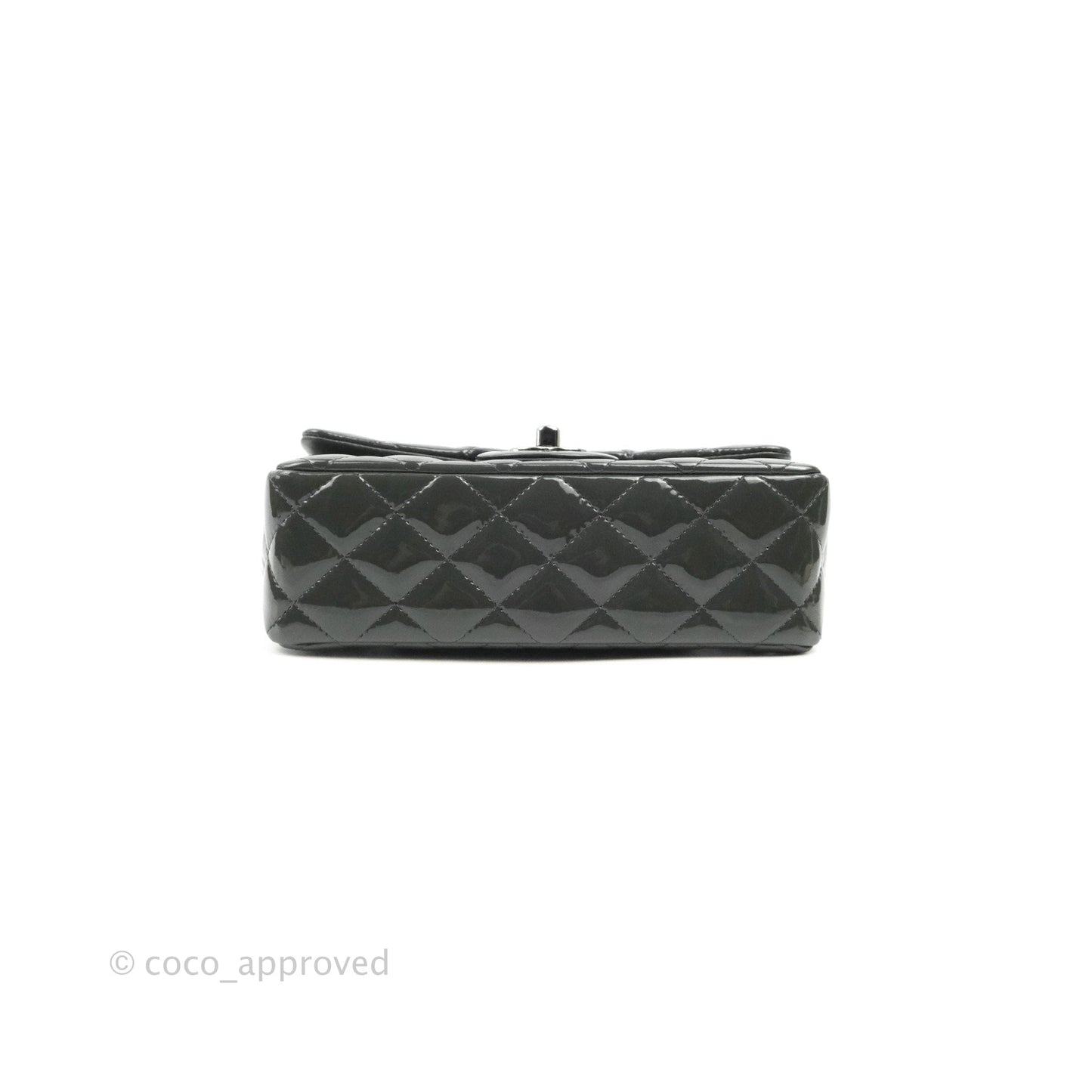 Chanel Quilted Mini Rectangular Dark Grey Patent Silver Hardware
